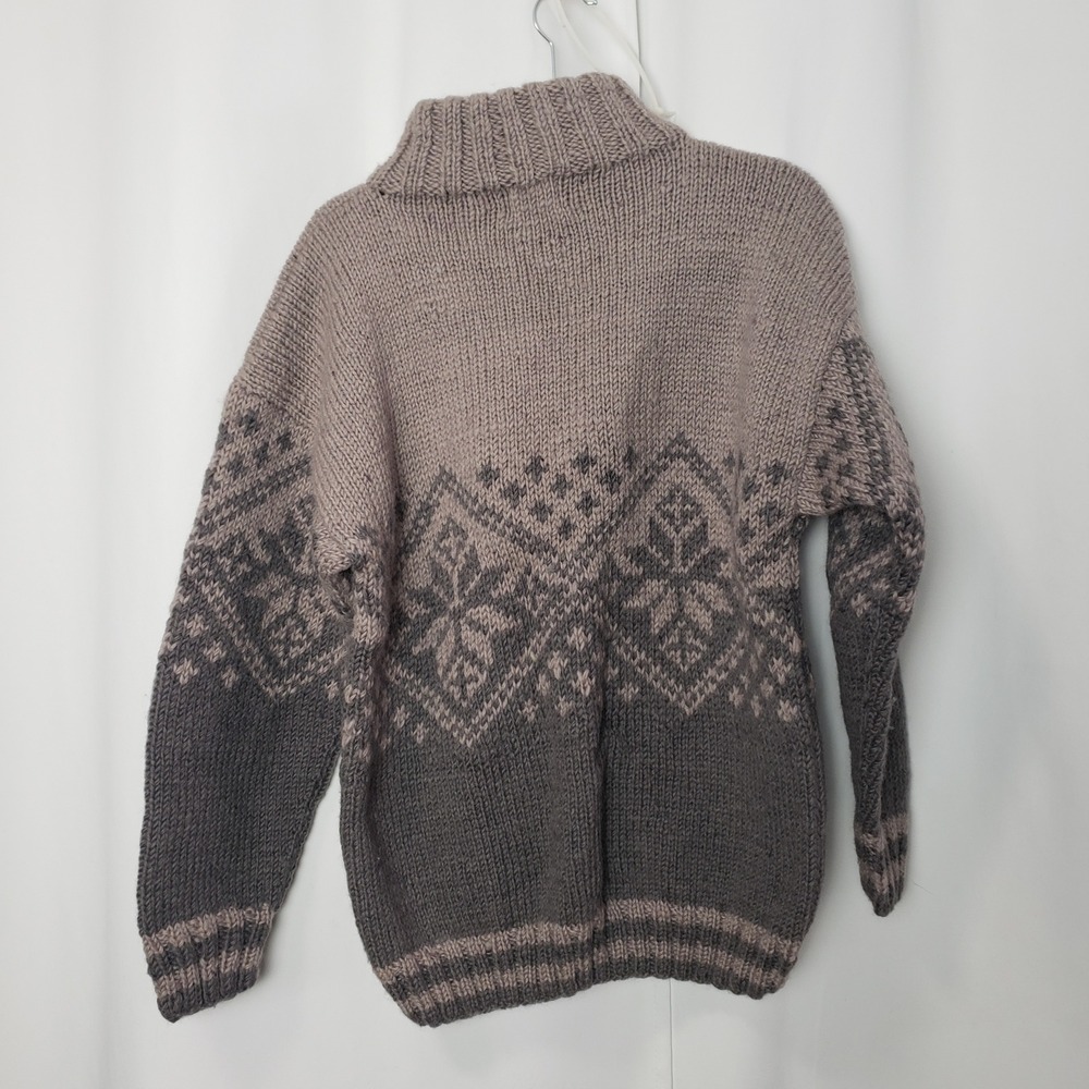 Romney Everest Designs 100% Wool Nordic Quarter Zip Sweater Mens M Grey Nepal - Picture 4 of 9